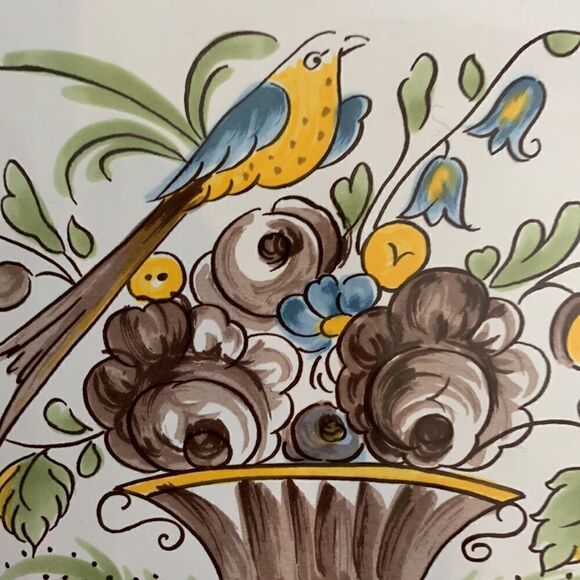 SP France Porcelain Bird In Flower Basket Foterie a la Chapelle des Gots Plate - Picture 3 of 7